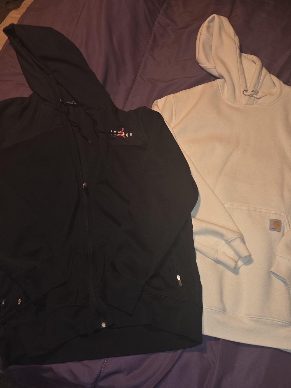 Carhartt Men’s Cream Hooded Sweatshirt & Black Zip-Up Hoodie Set